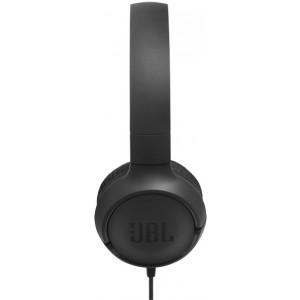  JBL TUNE 500 Black On-ear Headset with microphone, Dynamic driver 32 mm, Frequency response 20 Hz-20 kHz, 1-button remote with microphone, JBL Pure Bass sound, Tangle-free flat cable, 3.5 mm jack, Black
