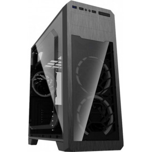 Case ATX GAMEMAX G563, w/o PSU, 3x120mm, Blue LED, Full Transparent panel, USB3.0, Black