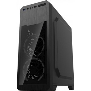 Case ATX GAMEMAX G563, w/o PSU, 3x120mm, Blue LED, Full Transparent panel, USB3.0, Black