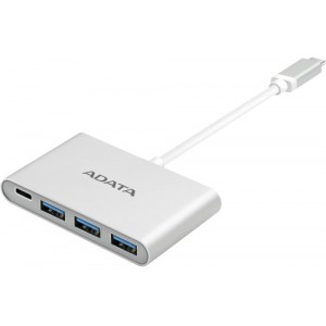Adata Hub, USB Type-C to 3-Ports USB-A 3.1 , Silver, Aluminum-Casing (ACA3HUBAL-CSV)