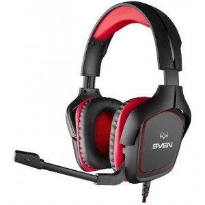 Gaming Headset SVEN AP-G333MV, 40mm drivers, 20-20000Hz, 32 Ohm, 105dB, 305g., 2x3.5mm, Black/Red