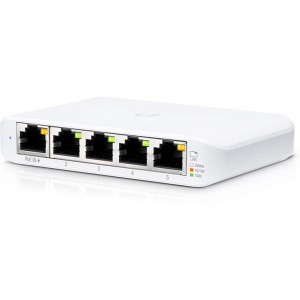 Ubiquiti UniFi Switch 5-ports (USW-Flex-Mini), 5x10/100/1000 Mbps RJ45 Ports, Powered by 802.3af/at PoE or USB Type C, Non-Blocking Throughput: 5 Gbps, Switching Capacity: 10 Gbps, (retelistica switch/сетевой коммутатор)