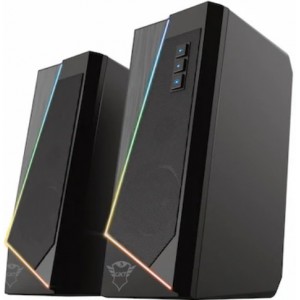 Trust Gaming GXT 609 Zoxa RGB Illuminated Speaker Set, 12W, Stylish stereo speaker set with RGB Lighting and easy to reach controls, Black