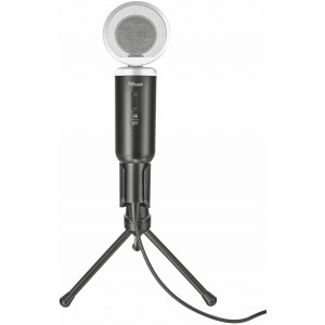 Trust Madell Desk Microphone for PC and laptop, High performance, vintage-style desktop microphone on tripod stand, 2.5m cable with 3.5mm plug