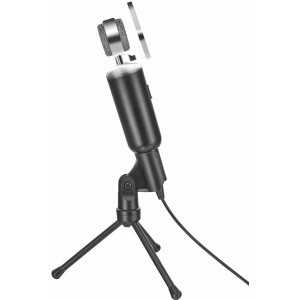 Trust Madell Desk Microphone for PC and laptop, High performance, vintage-style desktop microphone on tripod stand, 2.5m cable with 3.5mm plug
