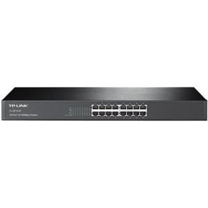 TP-LINK TL-SF1016 16-port 10/100M Switch, 16 10/100M RJ45 ports, 1U 19-inch rack-mountable steel case