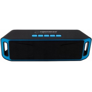 Esperanza FOLK EP126KB, Bluetooth Portable Speaker, power: 6W (2 x 3W), Black/Blue, Built-in FM Radio, Bluetooth profiles: A2DP, AVRCP, HFP, HSP, Bluetooth version: 3.0, Built in USB port and TFT (microSD) card slot for MP3/MP4 playing, Operating distance