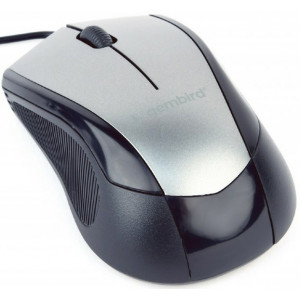 Mouse Gembird MUS-3B-02-BG, Optical, 1000 dpi, 3 buttons, Ambidextrous, Black/Grey, USB