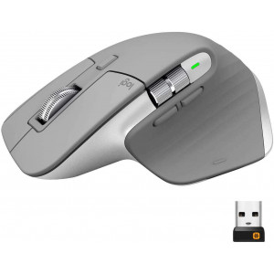 Logitech Wireless Mouse MX Master 3, 7 buttons, 4000 dpi, Darkfield high precision, Hyper-efficient scrolling, Effortless multi-computer workflow pair up to 3 devices, Dual connectivity 2.4, GHz and Bluetooth, Unifying receiver, Grey