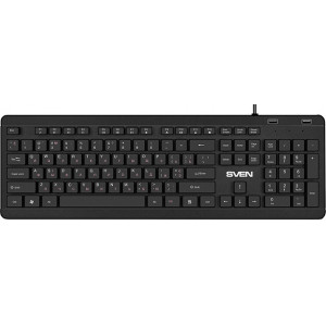 Keyboard SVEN KB-E5700H, Slim, Low-pro?le keys, Island-style, Fn key, 2xUSB ports, Black, USB