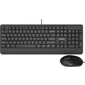 Keyboard & Mouse Canyon SET-14, Slim, 12 multimedia functions, Black