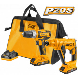 Набор Шуруповёрт + Перфоратор аккумуляторный 20V/2*2A INGCO CKLI2008