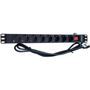 Gembird EG-PDU-014-C14, Power distribution unit (PDU), 8 Schuko sockets, 1U, 16A, C14 plug 3 m cable