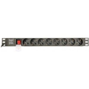 Gembird EG-PDU-014, Power distribution unit (PDU), 8 Schuko sockets, 1U, 16A, 3 m cable