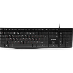 SVEN KB-S305, Keyboard, Waterproof design, Traditional layout, Comfortable, USB, Black