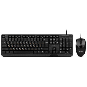 SVEN KB-S330C, Keyboard + Mouse, Waterproof design, Classic fullsize layout, USB, Black