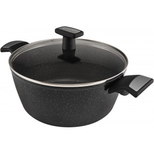 Кастрюля с крышкой Polaris Monolit-20C, D 20", 2.3L, MEGASTONE PRO-5 spectrum, for induction stove, black