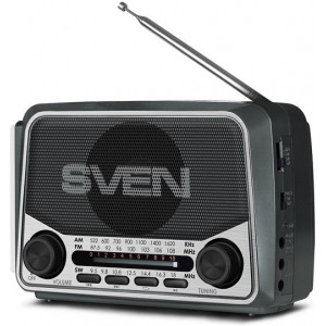 Speakers SVEN Tuner SRP-525, Grey, 3W, FM/AM/SW, USB, microSD, flashlight, battery