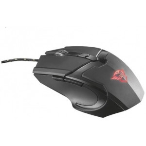 Trust Gaming GXT 101 Gav Mouse, 600 - 4800 dpi, 6 button, Illuminated logo in continuously changing colours ,Ergonomic & comfortable design, 1,8 m USB, Black
