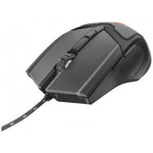 Trust Gaming GXT 101 Gav Mouse, 600 - 4800 dpi, 6 button, Illuminated logo in continuously changing colours ,Ergonomic & comfortable design, 1,8 m USB, Black