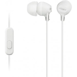 Earphones  SONY  MDR-EX15AP, Mic on cable,  4pin 3.5mm jack L-shaped, Cable: 1.2m, White