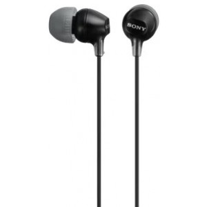 Earphones SONY MDR-EX15LP, 3pin 3.5mm jack L-shaped, Cable: 1.2m, Black