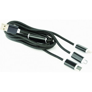 Cable 3-in-1 MicroUSB/Lightning/Type-C - AM, 1.0 m, BLACK, Cablexpert, CC-USB2-AM31-1M