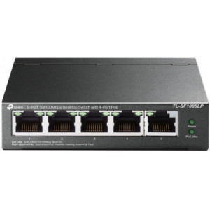 .5-port 10/100M TP-LINK PoE Switch, TL-SF1005LP, with 4 Port PoE, 41W Budget, steel case
