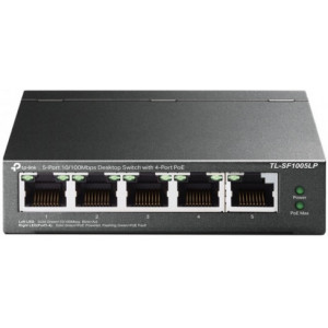 TP-LINK TL-SF1005LP  5-port 10/100M PoE Switch, 5 10/100M RJ45 ports including 4 PoE ports, 41W, steel case