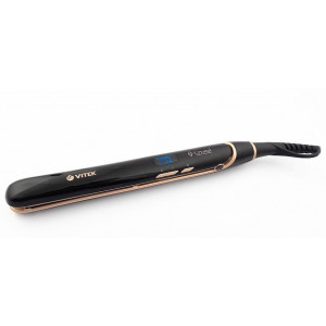 Hair Straighteners VITEK VT-8410, Ceramic coating, suitable for hair curling, swivel cord, automatic shut-off, display, 25х110mm floating plate,  heats up to 150-230?С, 9 temperature settings, brown