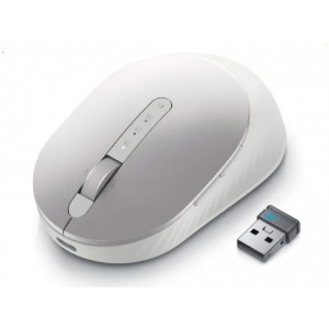 Dell Premier Rechargeable Wireless Mouse MS7421W - Platinum silver, Wireless 2.4 GHz, Bluetooth 5.0, 1600 dpi, Programmable buttons, Programmable Scroll wheel , USB-C charging port, 3-Year Advanced Exchange Service.