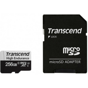 256GB MicroSD (Class 10) UHS-I (U3),+SD adapter, Transcend "TS256GUSD350V" (R/W:95/45MB/s,Endurance)