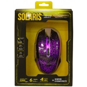 Gaming Mouse & Mouse Pad Qumo Solaris, Optical, 800-2200 dpi, 6 buttons, 7 color backlight, USB