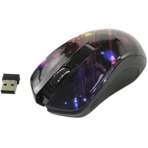 Wireless Mouse Qumo Fractal, Optical, 800-1600 dpi, 4 buttons, Ambidextrous, 1xAA, Black
