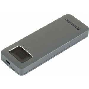 M.2 External SSD 512GB Verbatim USB-C Executive Fingerprint Secure, Sequential Read/Write: up to 324/358 MB/s, Windows®, Mac, USB-C adapter included, Light, Portable, Durable, Ultra-compact aluminum housing