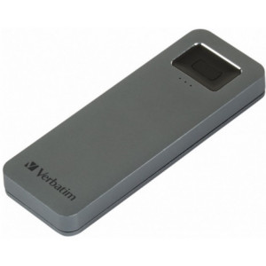 M.2 External SSD 1.0TB  Verbatim USB-C Executive Fingerprint Secure, Sequential Read/Write: up to 324/358 MB/s, Windows®, Mac, USB-C adapter included, Light, Portable, Durable, Ultra-compact aluminum housing