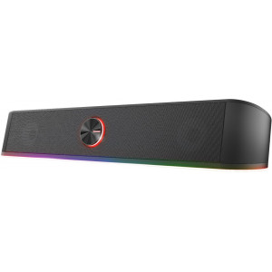 Trust Gaming GXT 619 Thorne RGB Illuminated Soundbar, 2.0 Stereo speakers with 12W of peak power provide a solid gaming experience, Black