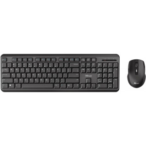 Trust ODY Wireless Silent Keyboard and Mouse Set, Silent keys and mouse buttons, Spill-resistant, RU, Black