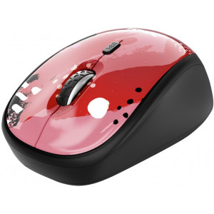 Trust Yvi Wireless Mouse - Red Brush, 8m 2.4GHz, Micro receiver, 800-1600 dpi, 4 button, Rubber sides for comfort and grip, USB