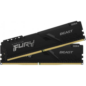 32GB (Kit of 2*16GB) DDR4-3200 Kingston FURY® Beast DDR4, PC25600, CL16, 1.35V, 1Gx8, Auto-overclocking, Asymmetric BLACK low-profile heat spreader, Intel XMP Ready (Extreme Memory Profiles)