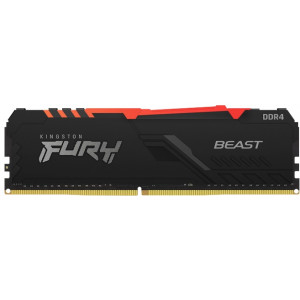 32GB DDR4-2666  Kingston FURY® Beast DDR4 RGB, PC21300, CL16, 1.2V,  Auto-overclocking, Asymmetric BLACK low-profile heat spreader, Dynamic RGB effects featuring Kingston FURY Infrared Sync technology, Intel XMP Ready (Extreme Memory Profiles)