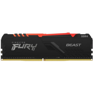 16GB DDR4-3600  Kingston FURY® Beast DDR4 RGB, PC28800, CL18, 1.35V, Auto-overclocking, Asymmetric BLACK low-profile heat spreader, Dynamic RGB effects featuring Kingston FURY Infrared Sync technology, Intel XMP Ready  (Extreme Memory Profiles)