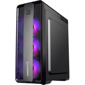 Case ATX GAMEMAX MoonLight FRGB, w/o PSU, 4x120mm FRGB fans, Fan Controller, TP, USB3.0, Black