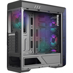 Case ATX GAMEMAX MoonLight FRGB, w/o PSU, 4x120mm FRGB fans, Fan Controller, TP, USB3.0, Black