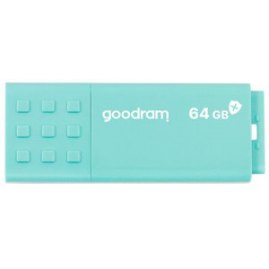 64GB USB3.0  Goodram UME3 Care Green, Plastic, Antibacterial Laboratory Certified, Anti-slip design (Read 60 MByte/s, Write 20 MByte/s)