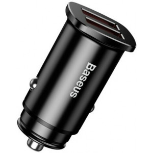 Baseus Car Charger 2xUSB Square Metal 30W QC3.0, Black 