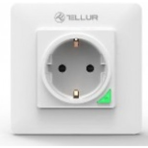 Priza WiFi perete, Schuko, 3000W, 16A, Tellur White TLL331321, compatibil Amazon Alexa, Google Assistance