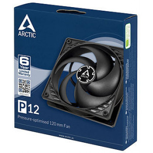 Case/CPU FAN Arctic P12, Pressure-optimised Fan, Black/Black, 120x120x25 mm, 3-pin, 1800rpm, Noise 0.3 Sone (@ 1800 RPM), 56.3 CFM (95.65 m3/h) (ACFAN00135A)