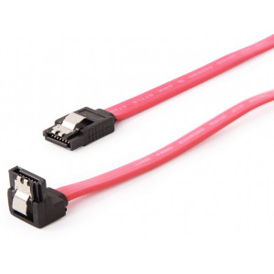 SATA Data Cable - 0.1m - Cablexpert CC-SATAM-DATA90-0.1M, Serial ATA III 10cm data cable with 90 degree bent connector, bulk packing, metal clips