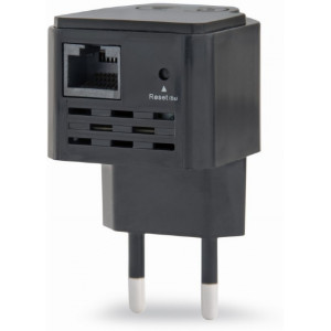 Gembird WNP-RP300-03-BK, Wi-Fi repeater, 300 Mbps, Supports all IEEE 802.11b/g/n WiFi standards (2.4GHz networks), Ports: 1 x 10/100M RJ45, Black